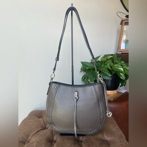Brighton Leather Hobo Shoulder Bag in Dark Gray